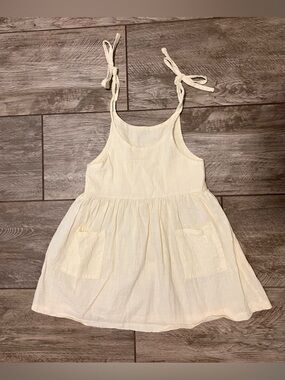 Girls Cream Tie-Strap Pocket Sundress